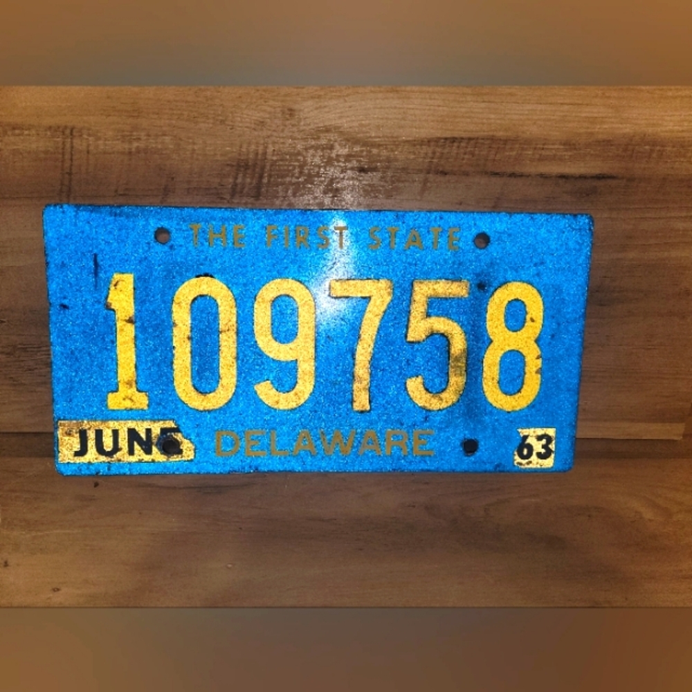 Antique License Plate 1963 Deleware
